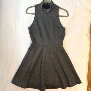 Kit and Ace Monaco Gray Fit & Flare Knit Mini Dress 6 Sleeveless Mock neck